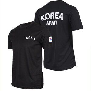 *READ* ROKA Korea Black Solid Army Short Sleeve Performance T-Shirt Tee BTS DP
